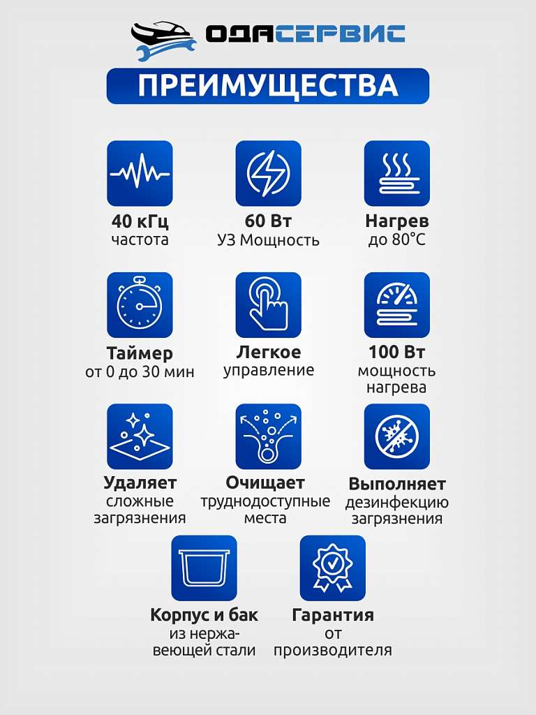 Ультразвуковая ванна с механическим таймером и подогревом, 2л ОДА Сервис ODA-MH20