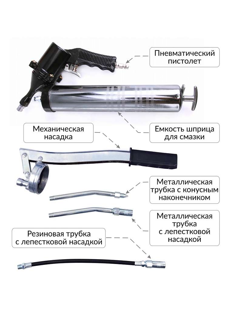 Пневматический шприц для смазки 7 предметов (набор) CT-W0921 Car-Tool купить