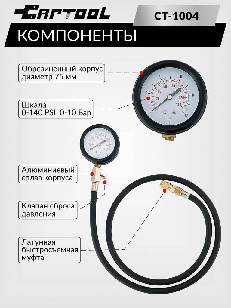 Тестер давления масла в двигателе Car-Tool CT-1004 купить